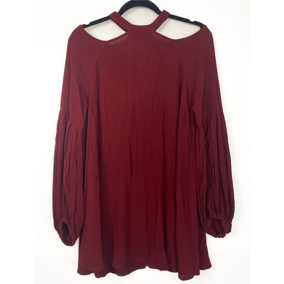 Free People Womens Drift Away Cold Shoulder Tunic Top S Burgundy Whimsigoth‎ - Picture 4 of 10